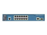 Cisco Catalyst 3560CX-12PC-S - Switch - Managed - 12 x 10/100/1000 (PoE+) + 2 x combo Gigabit SFP - desktop, rack-mountable, DIN rail mountable, wall-mountable - PoE+ (240 W) WS-C3560CX-12PC-S